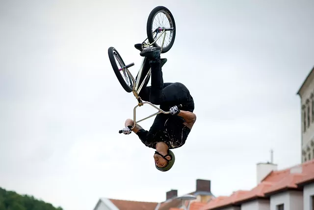 An image of a man performing a trick on his BMX bike. Time-Lapse Systems. The time-lapse of bike rides.
